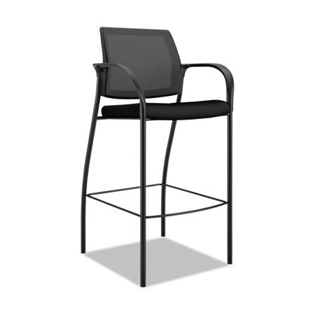 Hon IGNITION 2.0 ILIRA-STRETCH MESH BACK CAFE HEIGHT STOOL, SUPPORTS UP TO 300lb, BLACK SEAT/BACK/BASE IC108IMCU10